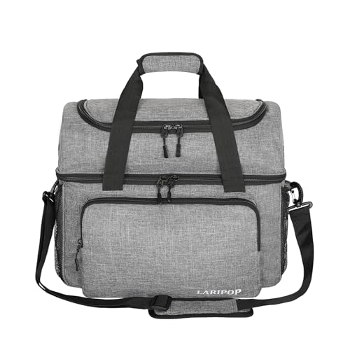 LARIPOP 2 Ball Bowling Bag Double Bowling Ball Carrier with Padded Holder, Shoe Compartment for Men Women Bowling League & Tournament - color: Grey