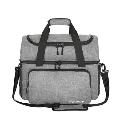 LARIPOP 2 Ball Bowling Bag Double Bowling Ball Carrier with Padded Holder, Shoe Compartment for Men Women Bowling League & Tournament - color: Grey