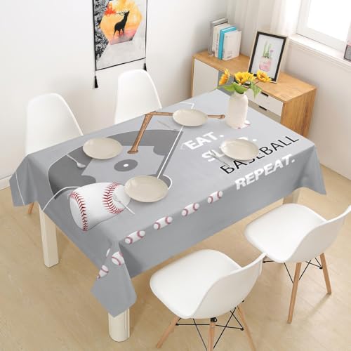 Baseball Sports Kids Tablecloths,Baseball Bat Ball Games Sports Table Cover for Boys Man,Geometric Abstract Baseball Field Table Cloth,Grey Retro Table Accessories for Kitchen,Round 55" - color: Multi 04, size: 55" (Round)