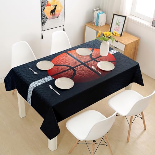 Homewish Basketball Table Cloth,Gaming Sports Ball Tablecloths for Kids Teens Boys Adults Kitchen Decor,Orange Basketball Table Accessories,Ball Sports Basketball Table Cover,55"x94" - color: Black White Orange, size: 55" x 94"