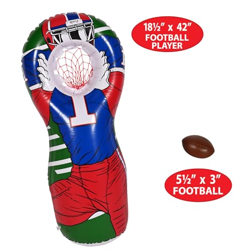 Beistle Inflatable Football Player Target Activity, Sports Party Toss Challenge with Soft Football Included for Tailgates Team Celebrations Game Day Events and Athletic Gatherings