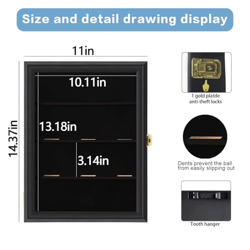12 Hockey Puck Display Case - Puck Holder Wall Mount Cabinet Stand - Hockey Puck Shadow Box with Real Glass, Small Black，Has UV Protection - size: Small-Black
