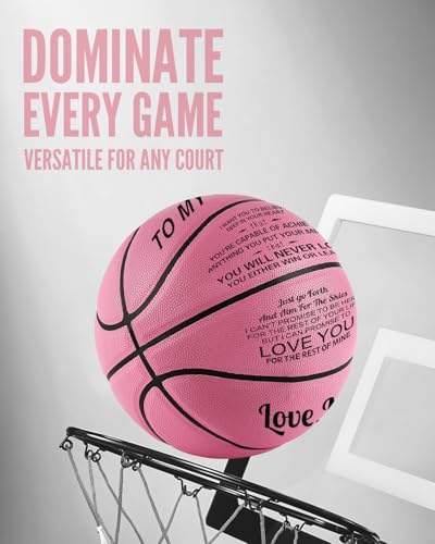 KAAYEE Engraved Basketball for Grandson, Engraved Basketball for Son from Mom Dad, Personalized 29.5" Basketballs Gifts, Custom Christmas Birthday Graduation Back to School Gift for Son from Mom Dad - color: Pink-Mom to Daughter