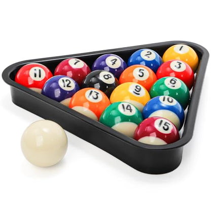 TOPZEA Billiard Balls Set Mini Size, 1-1/2 Inch Pool Ball Set, Complete 16 Balls with Billard Rack for 6 Feet Pool, Snooker Pools Table Accessories, American Style