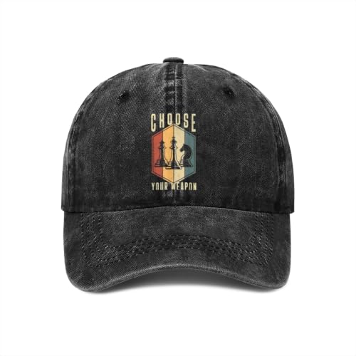 Choose Your Weapon Retro Chess Master Pieces Game Club Humor Baseball Caps,Fishing Hat Trucker Cap Adjustable Sun Peak Hats - color: Black 4