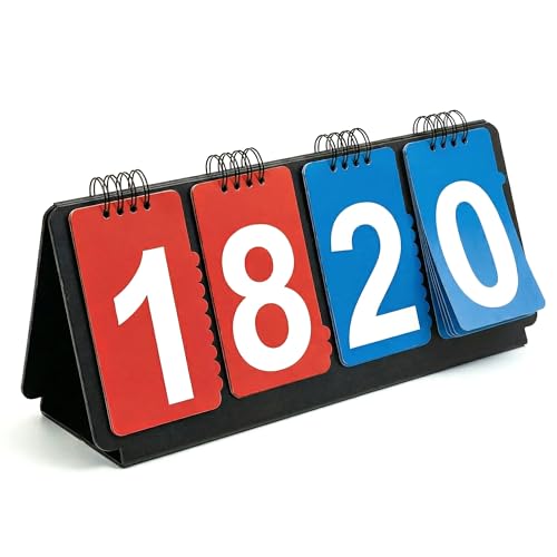 Portable Sports Scoreboard with Large Flip Numbers, Manual Score Keeper for Basketball Volleyball Baseball Games, Tabletop Scoreboard for Coaches Referees and Sports Events(BT/WT) - color: White