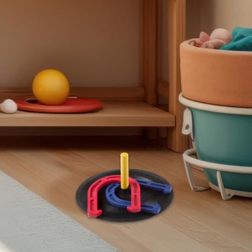 HEY! PLAY! Rubber Horseshoe Set - Perfect for Tailgating, Camping, Beach Days, and Backyard Fun - Suitable for Indoor and Outdoor Use (Black)