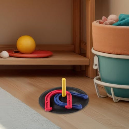 HEY! PLAY! Rubber Horseshoe Set - Perfect for Tailgating, Camping, Beach Days, and Backyard Fun - Suitable for Indoor and Outdoor Use (Black)