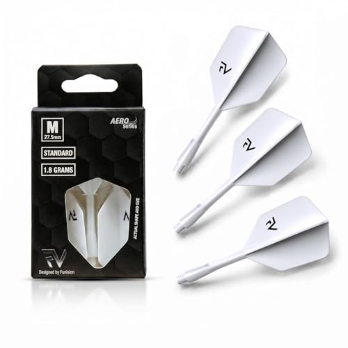 FunVision Aero Darts Flight and Shaft, Integrated Flight & Shaft System, Professional 2-in-1 Molded Darts Wings Accessories（3PCs ） - color: White
