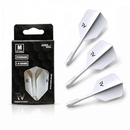 FunVision Aero Darts Flight and Shaft, Integrated Flight & Shaft System, Professional 2-in-1 Molded Darts Wings Accessories（3PCs ） - color: White