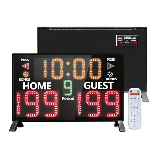 LUCKY TIME Electronic Basketball Scoreboard with Buzzer, Digital Scoreboard with Remote,Portable Score Keeper Battery Powered Score Board for Sports Games - style: 11digits ProMax-battery