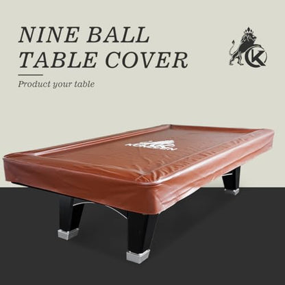 KONLLEN Pool Table Cover PU Leather Billiard Table Covers Indoor Outdoor Pool Table Cover Waterproof for 9 Feet Fitted Billiards Pool Accessories Black and Brown