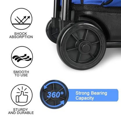 LARIPOP 3 Ball Bowling Bag with Wheels and Shoe Compartment, Rolling Bowling Bag for 3 Balls, Heavy Duty Bowling Roller Bag with Retractable Handle for Men Women - color: Blue