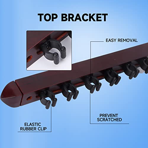 GSE Games & Sports Expert 2-Piece 6/8/12 Billiard Pool Cue Rack Wall Mounted Holders, Billiard Cue Sticks Wall Rack Set - style: 6 Cue - Mahogany