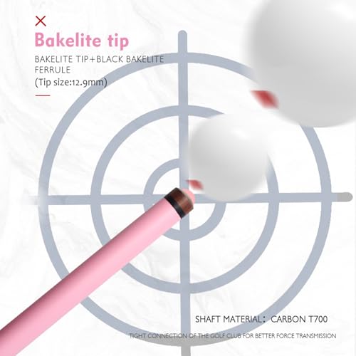 Carbon Fiber Pool Cue – 12.9mm, 14mm and 12.4mm, 2-Piece Billiard Cue Stick for Women/Men, Professional Break Cue for Snooker, 8-Ball, 9-Ball, Home & Club Use - color: Pink 2