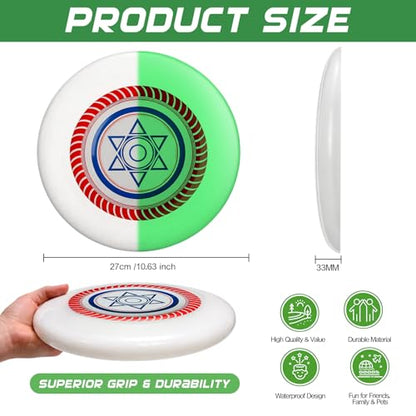 6 Pack Glows in The Dark Flying Disc 175g 10.63 Inch Sport Flying Disc Bulk Adult Team Sports Flyer Discs Durable for Outdoor Beach Pool Park Camping Game Competitions