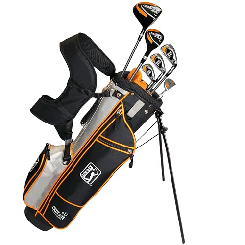 PGA Tour Youth Golf Club Set for Ages 8-12 & 12+ (4’8”–5’10”), Right and Left-Handed Kids Golf Sets – Beginner Junior Golf Clubs with Lightweight Stand Bag, Mallet Putter, Hybrid, Driver - color: Ages 12-17: 10 Pc Set (New), size: Right Handed