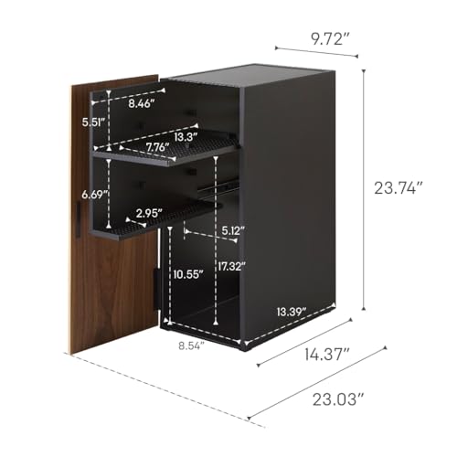 Yamazaki Home Tower Large Capacity Game Console Rack – Organize Controllers, Pull-Out Shelf, Cable Management - Steel - color: Black
