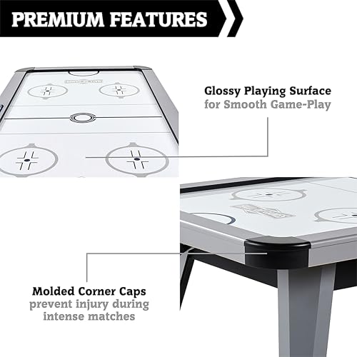 Hall of Games Air Hockey Table, Indoor Arcade Gaming Sets with Electronic Score Systems, Perfect for Family Game Rooms - style: 7 Ft. - Arctic Rush