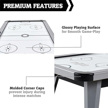 Hall of Games Air Hockey Table, Indoor Arcade Gaming Sets with Electronic Score Systems, Perfect for Family Game Rooms - style: 7 Ft. - Arctic Rush
