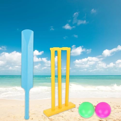 Croquet Set with Stand, Fun Croquet Wickets with 2 Balls, Safe Cricket Set, Plastics Bat and Ball Set, Enhance Strength Play Toys for Interactive Famliy, Hand-Eye Coordination