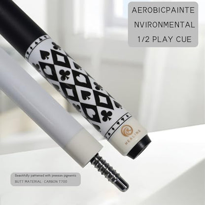 58" 19-20oz 2-Piece Carbon Pool Cue Stick 11.8mm Tip Billiard Carbon Fiber Clue, Billiard Supplies 1/2 Joint Handmade Straight Fit Ball/Black Eight, Nine Balls 19-20oz (Play Cue) - color: White