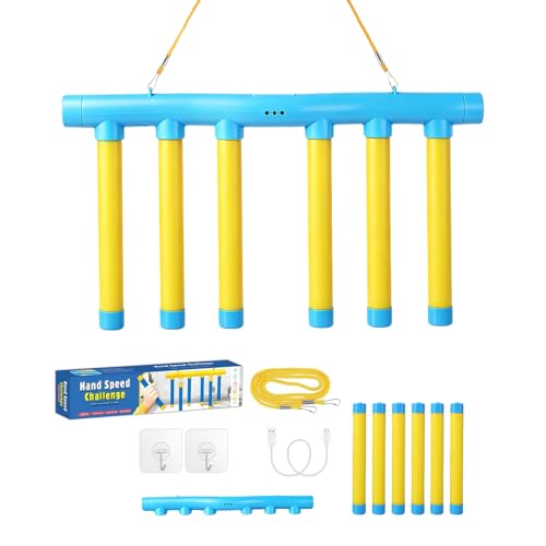 EVOCKAY 2026 Reflective Drop Stick Challenge Game - Hand-Eye Coordination Reflex Training Toy with 3 Adjustable Speed Modes - Engaging Catching Sticks Game for All Ages - color: Yellow