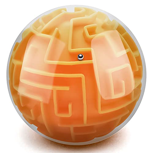 YongnKids Amaze 3D Memory Sequential Maze Ball Puzzle Toy Gifts for Kids Adults - Challenges Game Lover Tiny Balls Brain Teasers Game (Orange) - color: Orange