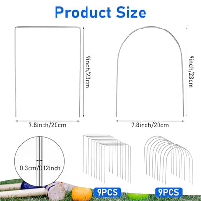 18 Pcs Croquet Wickets Replacement for Croquet 9 x 7.8 Inch Metal Croquet Hoops with Galvanized Rustproof Arch Croquet Wicket Square Wickets Replacement for Lawn Backyard Outdoor Croquet Game