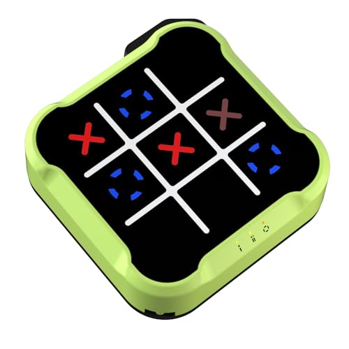 Electronic Tic Tac Toe Bolt Game, Handheld Digital Board Game, Electric Puzzle Game for Educational and Memory Growth, Portable Travel Games for Car Ride, Gift Ideal for Kids and Adults - color: Green