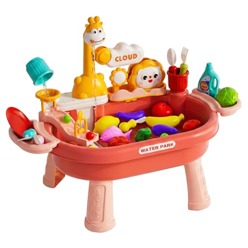 Toy Sink with Running Water, Toddler Water Table Play Sink with Detachable Legs, 180° Rotating Faucet & Multi-Play Modes. - color: Style 1