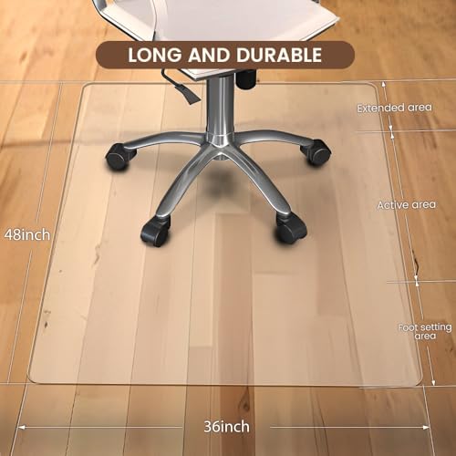 Office Chair Mat for Carpet, 48"x36", Transparent, 0.14" Thick, Heavy Duty, Flat Shipping, Protects Carpets & Hardwood Floors - size: 48“x36”×1/7“(1Pack)