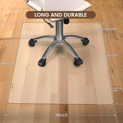 Office Chair Mat for Carpet, 48"x36", Transparent, 0.14" Thick, Heavy Duty, Flat Shipping, Protects Carpets & Hardwood Floors - size: 48“x36”×1/7“(1Pack)