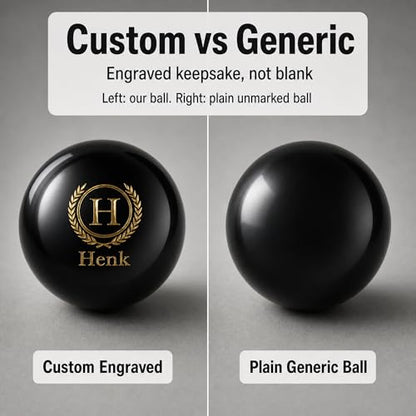 Custom Personalized Pool Ball Laser Engraved Billiard Ball Gift 2.25 Inch Standard Size Polyester Resin Desk Display Optional Ball Stand Add-On White - color: Black / Gold Lettering