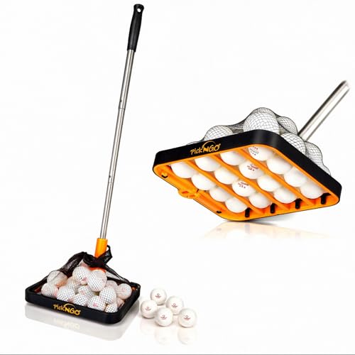 PICK 'N GO Table Tennis Ball Picker - Rapid and Efficient Ping Pong Retrieval Tool - Safe and Easy to Use Table Tennis Accessory for Players and Coaches - color: Black & Orange