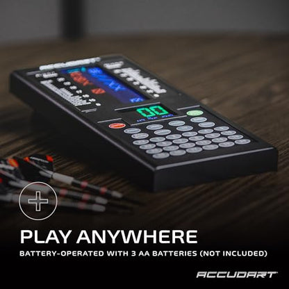 Accudart Cybermatch 2000 Electronic Dart Scorer – 32 Games with 580 Variations, 5 Skill Level Computer Opponents, 8-Player X/O Cricket Scoring Display – Battery Operated for Steel Tip Darts