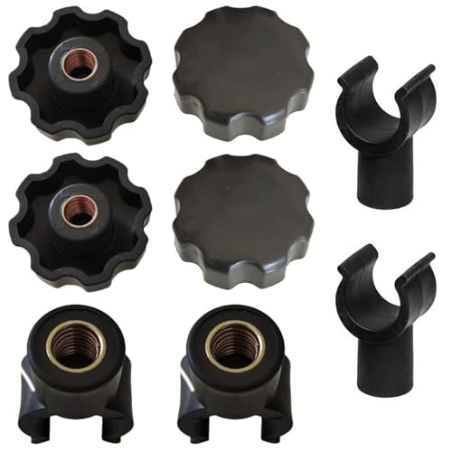 4 Set Collapsible Wagon Cart Star Knobs Replacement 8mm Female Threaded Knob Nuts Tightening Screw with Folding Utility Wagon Table Top Bracket Clips for Collapsible Wagons Carts with Wheels