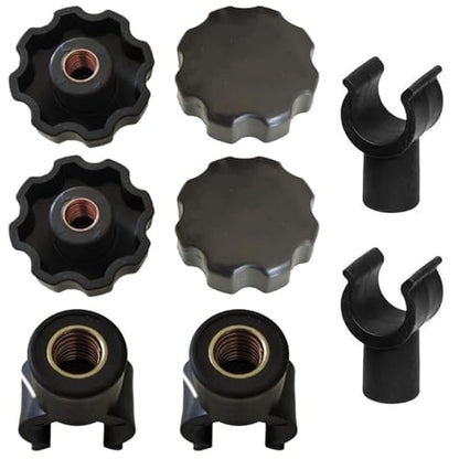 4 Set Collapsible Wagon Cart Star Knobs Replacement 8mm Female Threaded Knob Nuts Tightening Screw with Folding Utility Wagon Table Top Bracket Clips for Collapsible Wagons Carts with Wheels