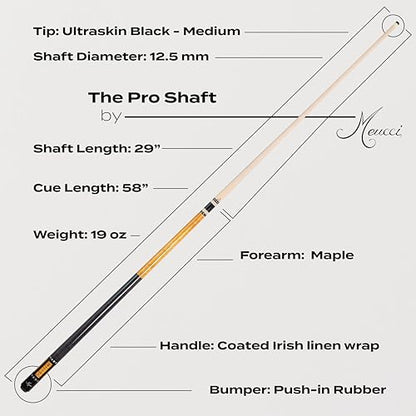 Meucci Pool Cue-Recession Buster 5-Pool Stick with Curly Maple Forearm-High Impact Cue Tips-Coated Irish Linen Wrap-19 Oz Low Deflection Pool Cue Stick-Professional Cue Stick
