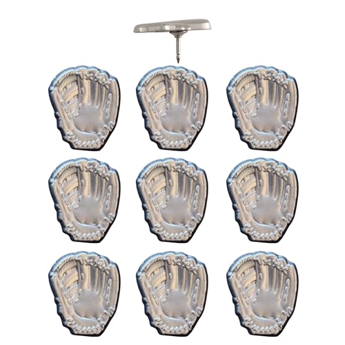 Baseball Glove Push Pins - Silver Baseball Glove Map Pins for Cork Boards, Maps, or Lapel Use - Designed in USA - Set of 10 - color: Baseball Glove - Silver, size: Set of 10