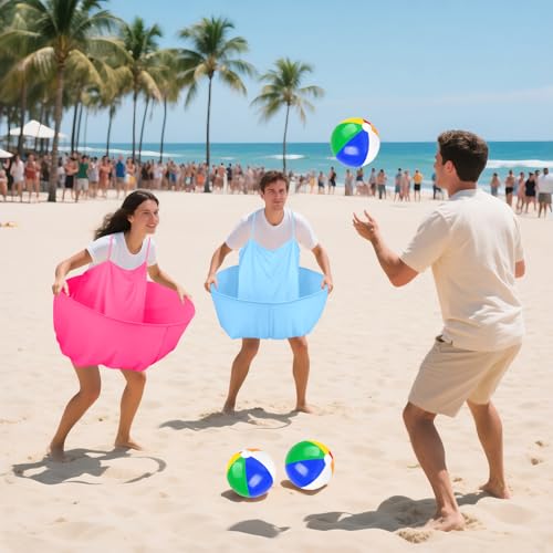 Granny Pants Yard Game Granny Pants Game with Strap Giant Yard Pant Toss Game Outdoor Party Game Granny Pants Outdoor Game with Bouncy Balls and Pump for Family Reunion Day Backyard Gatherings - color: Baby Blue Fuchsia