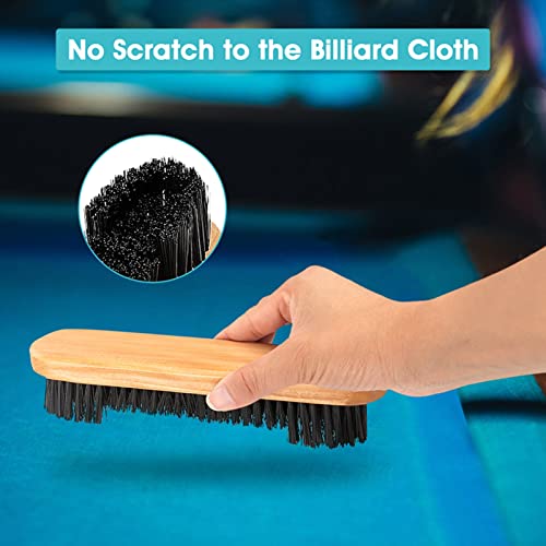2pcs Billiard Brush Set, Wood Fabrics Billiards Pool Table Rail Brush Cleaning Tools Accessory
