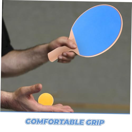 KOMBIUDA Outdoor Table Tennis Set with Elastic Pong Balls Ergonomic Plastic Paddles Comfortable Grip for Outdoor Pong Games and Competitive Play Includes Long-Handle Rackets and Bright