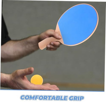 KOMBIUDA Outdoor Table Tennis Set with Elastic Pong Balls Ergonomic Plastic Paddles Comfortable Grip for Outdoor Pong Games and Competitive Play Includes Long-Handle Rackets and Bright