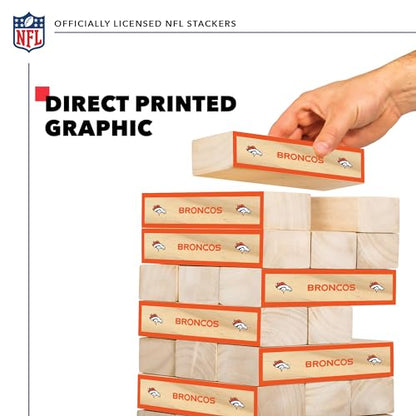 Wild Sports NFL Giant Stacking Wooden Blocks – Tumbling Tower Classic Family Game Stacks – Great Gift for Any Football Fan! - color: Denver Broncos