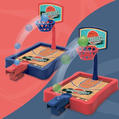 MERRYHAPY 2 Sets Mini Basketball Game for Educational Tabletop Basketball Hoop with Stand Enhances Hand-Eye Coordination and Finger Strength Creative Indoor Playset in Red Blue