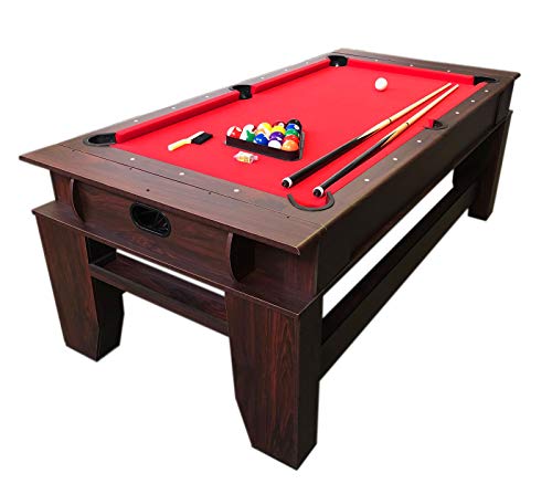 7ft Pool Table Air Hockey 2 in 1 Pool Table Red Felt - Billardhockey