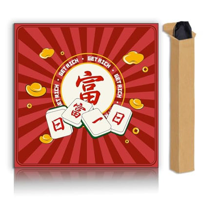 Mahjong Mat, Non-Slip Noise Reducing Game Mat, 31.5 Inch Mahjong Table Mat,Mahjong Mat with Cloth Bag and Carton Storage,Suitable for Mahjong, Dominoes, Solitaire and Other Games. (Rich-Red) - color: Rich-red