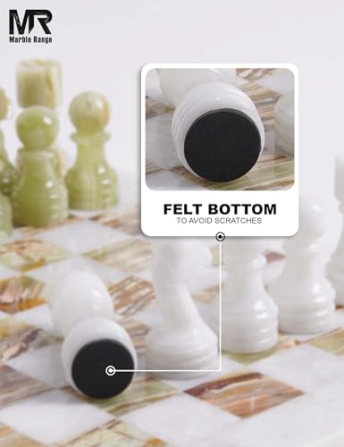 Marble Chess Set 12" Inches White and Green with Storage Box and 2 Extra Queen Handmade Classic Board Games for Adults, Luxury Chess Board & Marble Chess Set for Adults - color: White & Green Onyx