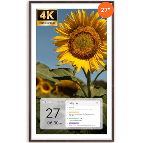 Apolosign 27-inch 4K Digital Calendar & Smart Family Wall Planner, No Subscription, Calendar & Dashboard Dual-Mode System, Shared Touchscreen Display with Calendar Sync, Chore Charts & Family Scheduling Hub, Wall Mount Included (Dark Oak) - color: Dark Oa